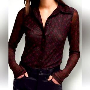 Madewell Burgundy Floral Button Down Shirt